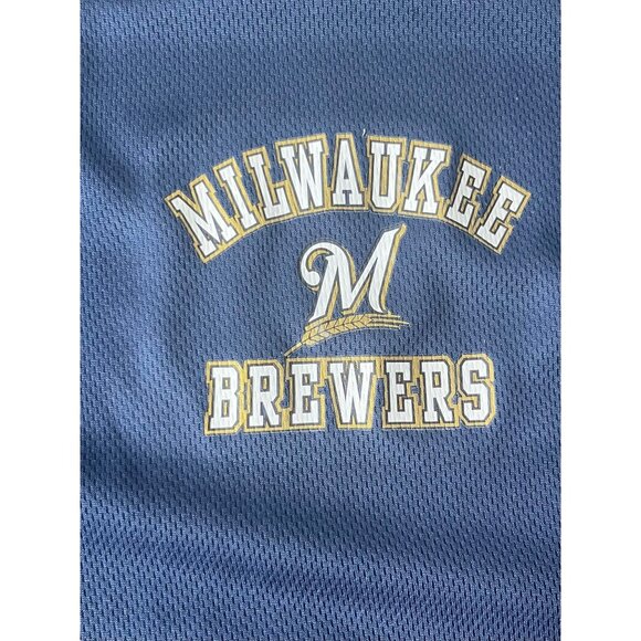 Stitches Milwaukee Brewers Polo Shirt Mens Blue Large MLB New - Picture 6 of 11